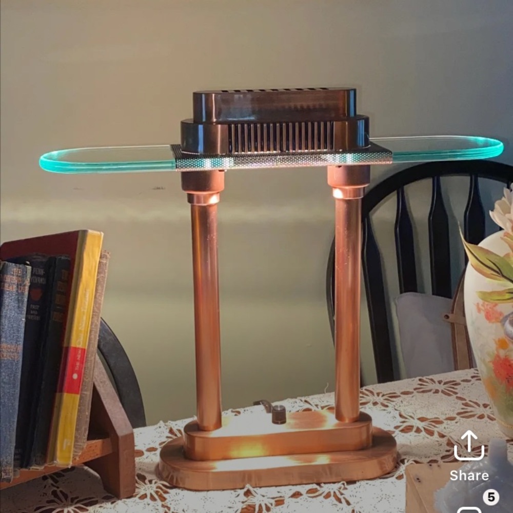 Vintage Copper Banker's Lamp Robert Sonneman Desk Lamp